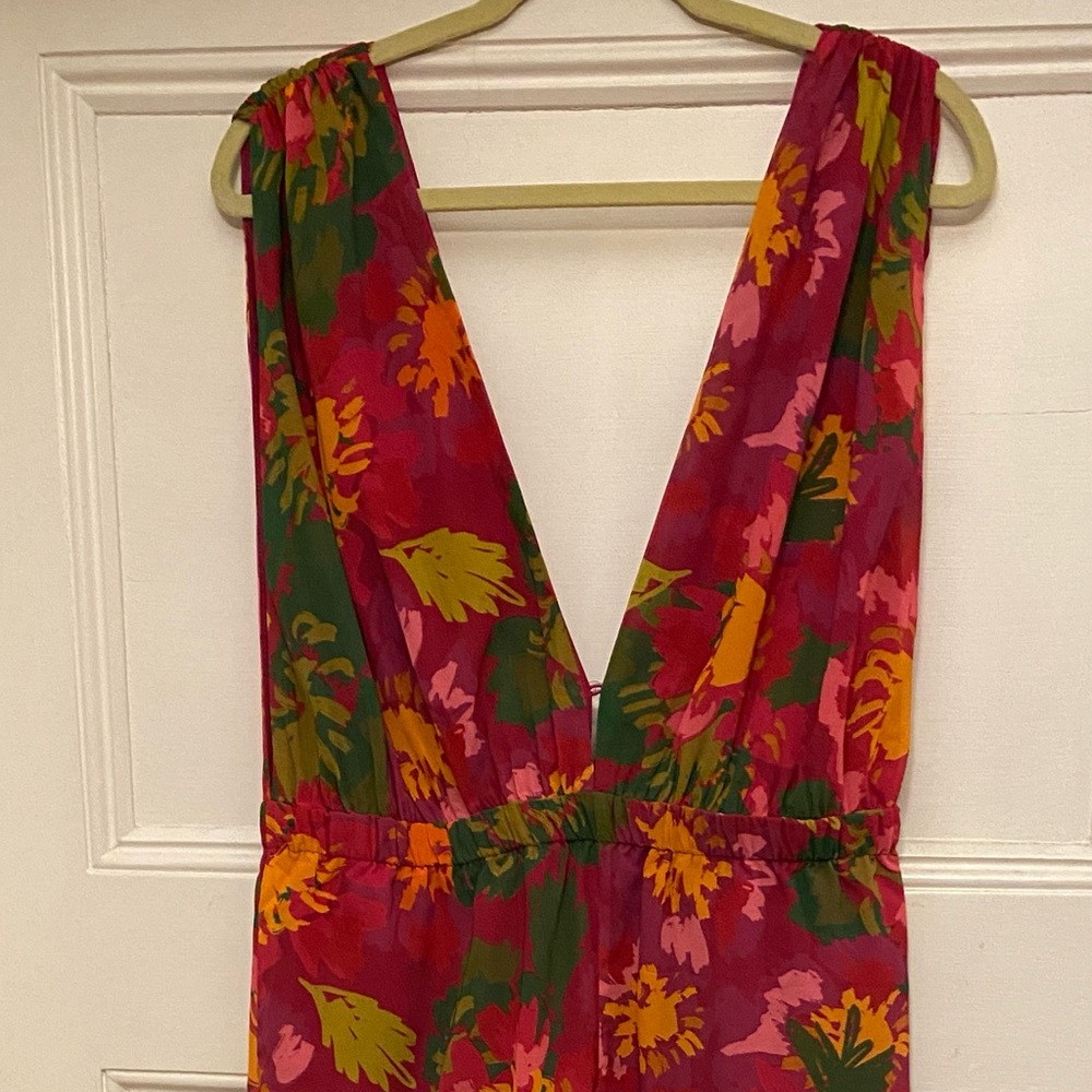 Floral V-Neck Jumpsuit - Multicolor